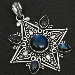 Labradorite Gemstone 925 Sterling Silver Handmade Pendant Necklace